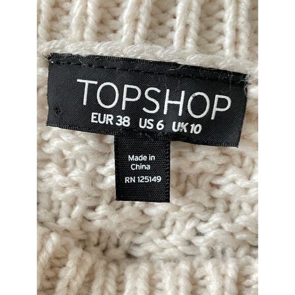 Topshop Cream Cable Knit Sweater Fringe and Open Knit - Picture 7 of 8